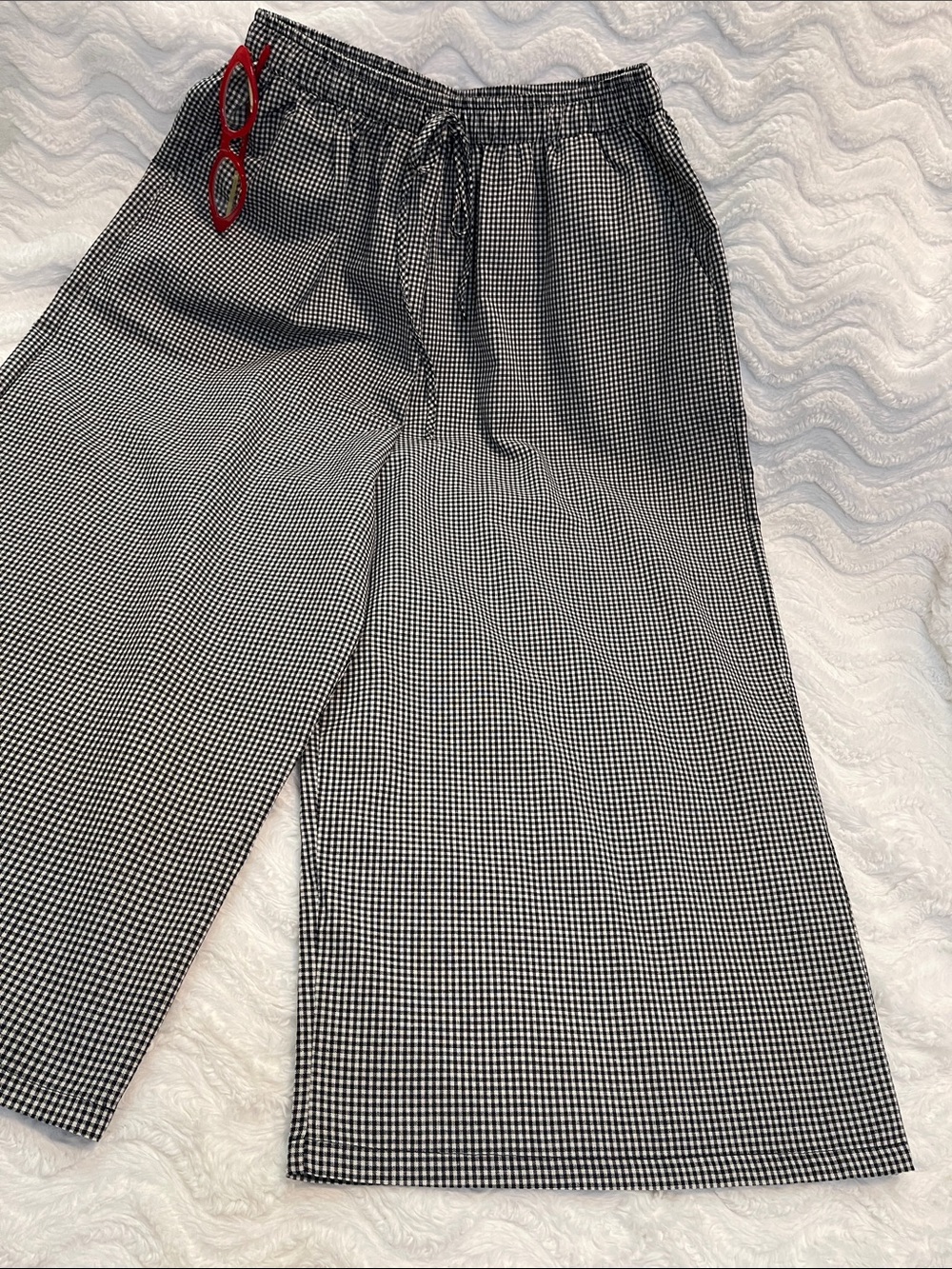 NWOT Wide-Leg B&W Checked Pants w/Pockets